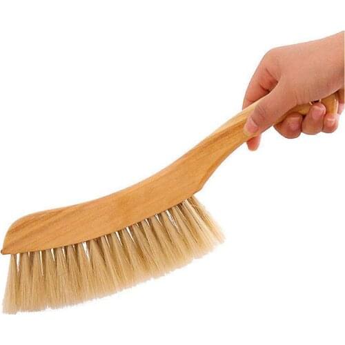 Counter Duster, Soft Bristles Debris Dust Hair Cleaning Brush with Wood Handle for Bed Sheets Clothes Sofa Carpet