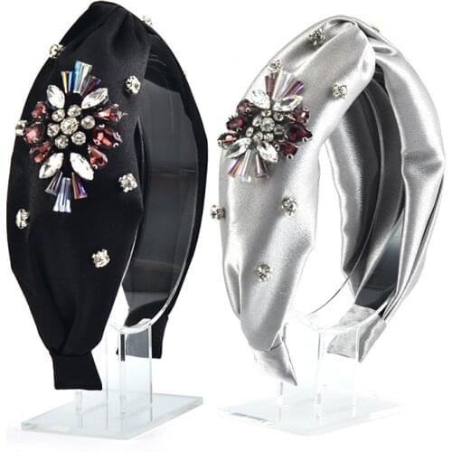 Silk Crystal Flower Knot Hairbands For Women Hair Accessories For Girls Hair Band Hair Bows Hairband Headbands