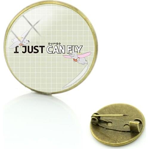 Disney Cute And Interesting Dumbo Brooch Trend Cabochon Glass Pin Brooch Gift Mens And Womens Brooch Jewelry