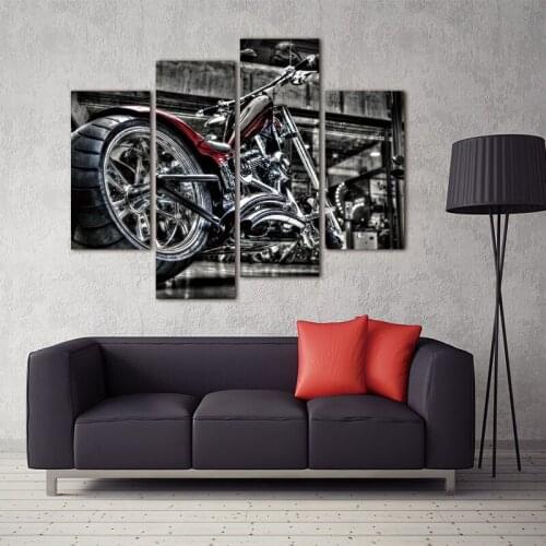 4 Pieces of Modern HD Scooter Wall Poster Print Motorcycle on Canvas Living Room Corridor Bedroom Home Decoration Without Frame