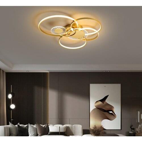 Modern Led Ceiling Lamp For Dining Living Room Bedroom Indoor Light Lighting Acrylic Lampshade Gold Painted Fixture Luminaria