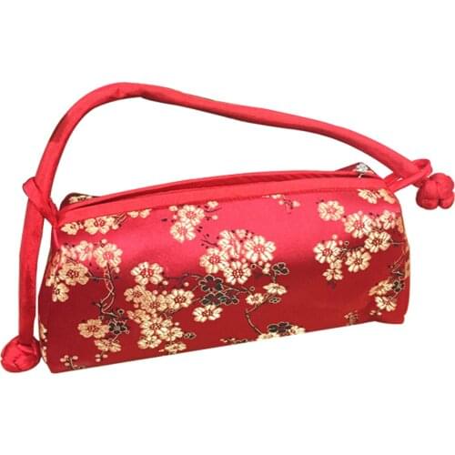 Card Chinese Style Storage With Strap Silk Floral Cosplay Tote Gift For Mobile Phone Women Handbag Accessories Shopping Travel