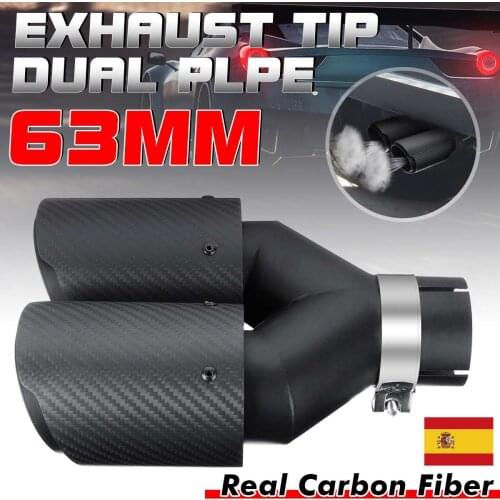 Universal Tip Blue Round Dual-Outlet Stainless Steel Exhaust Muffler Dual Pipe Chrome Trim Modified Car Rear Tail Throat Liner