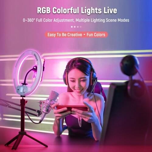 Weeylite WE-9 8inch RGB LED Video Light Ring Light Photography lighting With APP Control With Tripod Stand Battery For Live Vlog