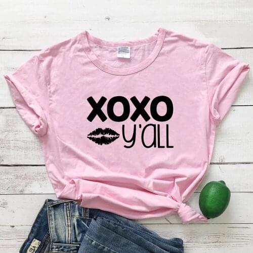 XOXO Y'ALL SEXY LIP Printed T-Shirt Fashion Clothing 100% Cotton XOXO Valentines Day gift Tee 90s O-Neck Tops Camisetas