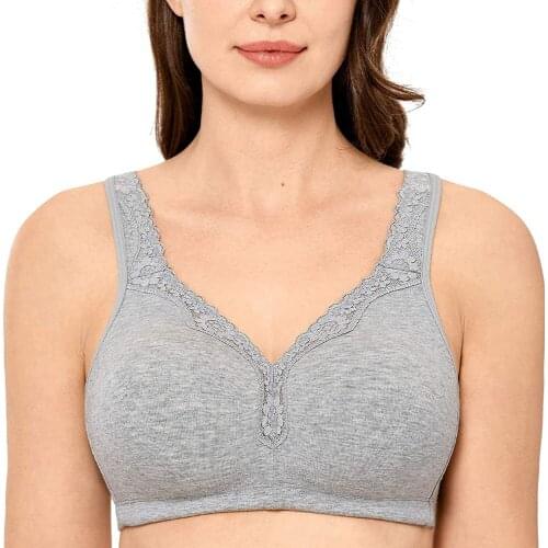 Plus Size Women Bra Thin Big Cup Wire Free Bras Seamless Everyday Underwear Large Ladies Lace Bralette C D E F G H I