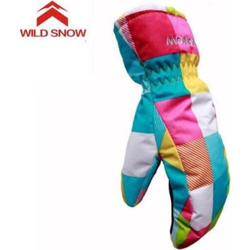 WILD SNOW Winter Boy&Girl Ski Gloves Windproof Waterproof Cute Skiing Gloves Waterproof Warm Gloves Mittens