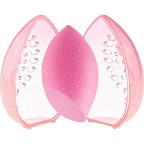 1Pc 2020 Empty Cosmetic Egg Shaped Rack Cosmetic Puff Holder Makeup Sponge Stand Storage Case Transparent Puffs Drying Box