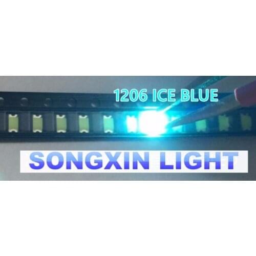 1000PCS 3216 1206 Ice Blue Clear 0.01W Super Ultra Bright SMD LED Indication 3.2*1.6*0.8mm smd 1206 clear blue led