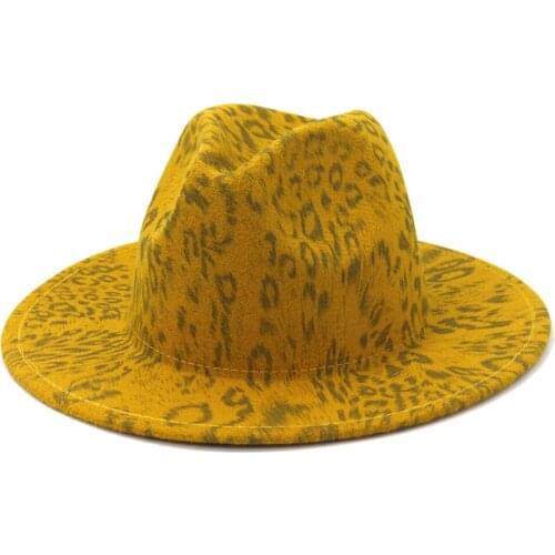 2021 High Quality Fashion Woolen women Felt Jazz Fedora Hats Hound pattern Decor Unisex Wide Brim Panama Party Trilby men cap