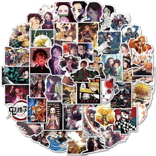 50Pcs New Demon Slayer Anime Stickers Kimetsu No Yaiba Waterproof Luggage Skateboard Laptop Guitar Bicycle Decals Kids Toys Gift