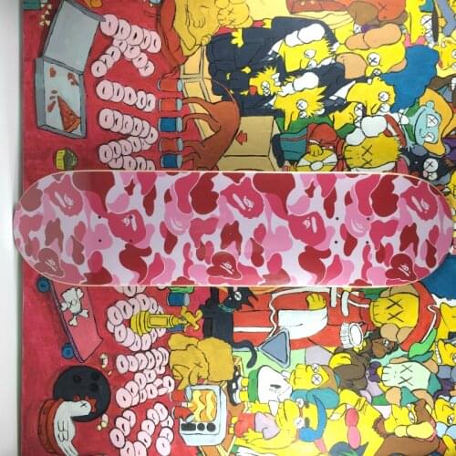 Ape Deck Skateboard Pink Camouflage Skateboard Ape 7-layer Maple Decoration Skateboard Furnish and Decorate Skate