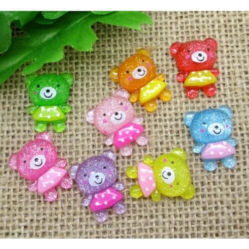 50Pcs Mixed 21x17mm Cute Bear Resin Decoration Crafts Beads Flatback Cabochon Scrapbook DIY Embellishments Accessories Buttons