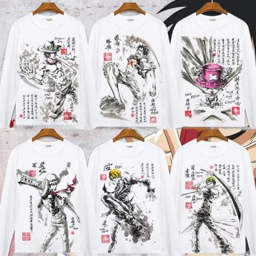 One Piece Cosplay T Shirt Monkey D Luffy Men/Women Spring Autumn Long Sleeve T-shirt Tony Tony Chopper Cartoon Top Tee Costume