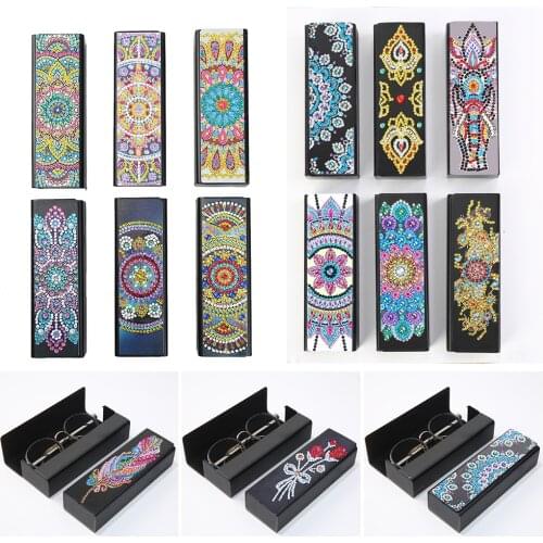 New Products DIY Exquisite Diamond Painting Glasses Case Travel Leather Sunglasses Storage Box Handicraft New Year Gift