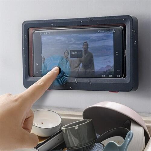 Phone Holder Waterproof Case Box Wall Mounted All Covered Mobile Phone Shelves Self-Adhesive Shower Bathroom Home Accessories