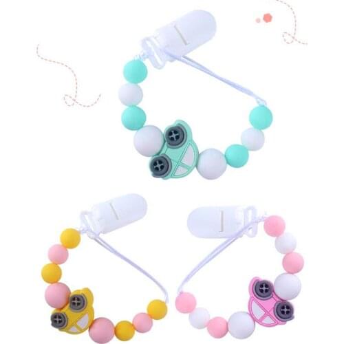 Baby Silicone Beads Car Teething Soother teether chain Beads Dummy Clip Pacifier Chain Chew Toy