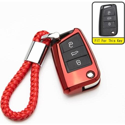 For Volkswagen Polo 2016 Golf 7 MK7 Tiguan 2017 For Skoda Kodiaq Karoq For Seat Ateca Leon Ibiza TPU Car Key Cover Case Holder
