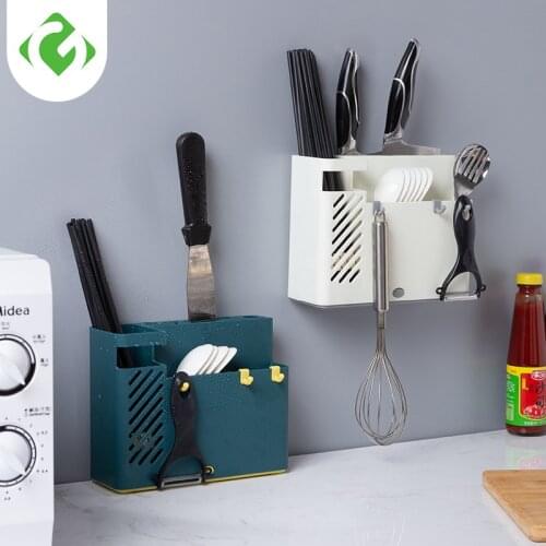 Home Chopsticks Cage Suction Cup Drain Rack Wall-mounted Kitchen Utensils Storage Organizer Fork Knife Spoon Holder Tableware