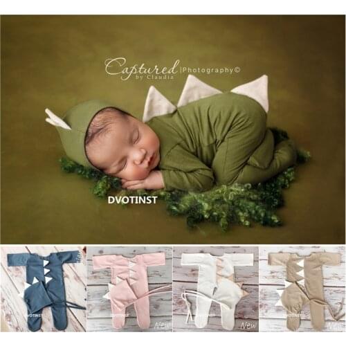 Dvotinst Newborn Baby Photography Props Cute Soft Dinosaur Hat Bonnet Outfits Set Fotografia Costume Studio Shoots Photo Props
