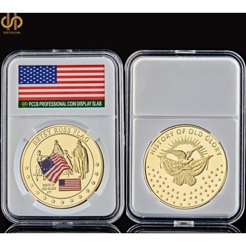 Betsy Ross Flag USA Gold/Silver Commemorative History of Old Glory Coin W/ PCCB Display