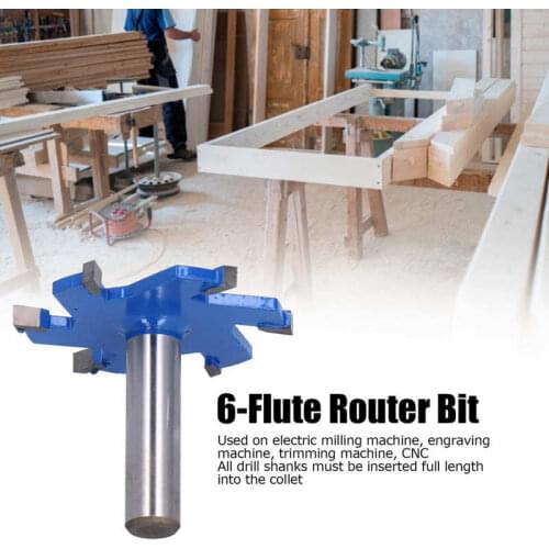 1pcs 6-Flute Router Bit 1/2in or 12mm shank Alloy Carbon Steel 1 T-Slot Woodworking Slotting Milling Cutter Cutter