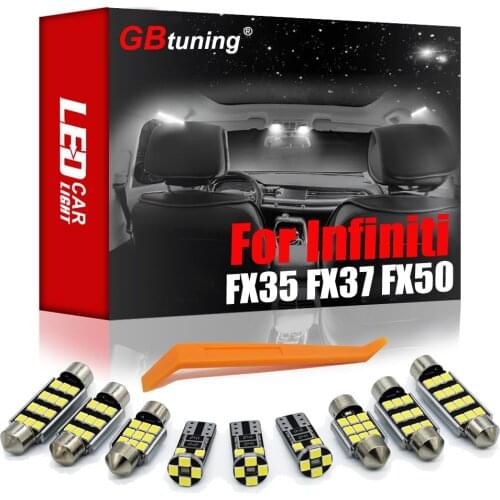 GBtuning No Error LED For Infiniti FX35 FX37 FX50 2007-2010 2011 2012 2013 6pcs Car Interior Dome Map Lamp Accessories Light Kit