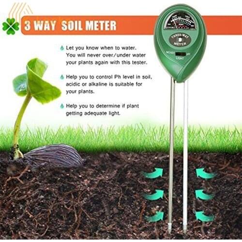 3 In 1 Soil PH Meter Metal Probe Gardening Plant Flower Sunlight Water Soil PH Tester Test Plant Soil Instrument Hygrometer Tool