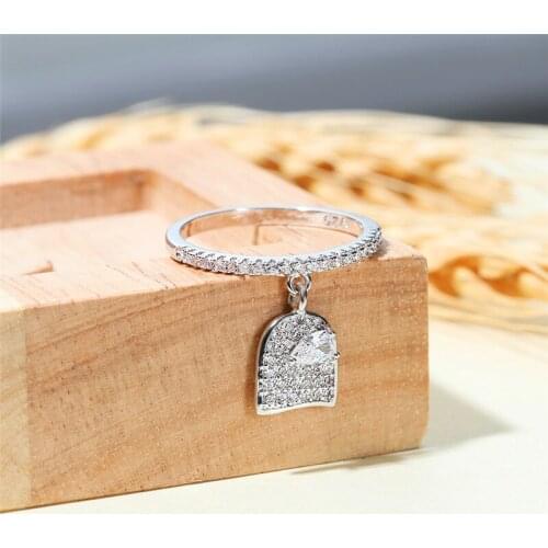 Cute Female Water Drop Crystal Small Ring Rose Gold Silver Color Engagement Ring Luxury Zircon Stone Wedding Rings For Women