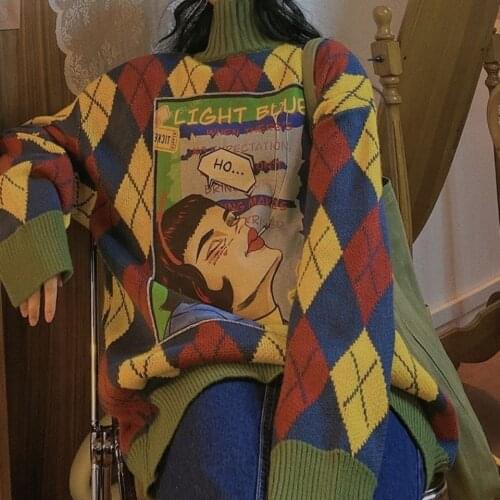 Korobov Autumn Thick Japanese Women Sweaters Korean Turtleneck Long Sleeve Cartoon Sueter Mujer ULzzang Harajuku Sueter Mujer