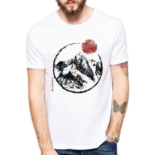 Summer Sunset in Rocky Mountain T-Shirt Fashion men t-shirt high quality casual Tops Chinese style art novelty cool casual Tee