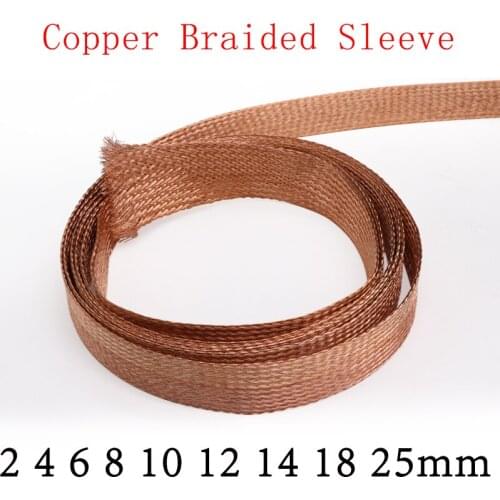 Copper Braided Sleeve Width 2 4 6 8 10 12 14 18 25mm Audio Line Signal Cable Shield Anti Interference Wire Wrap Metal Sheath