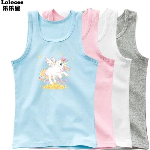Girls Cute Unicorn Vest Summer Soft Sleeveless tank tops undershirt Funny Cartoon Kids Street Wear
