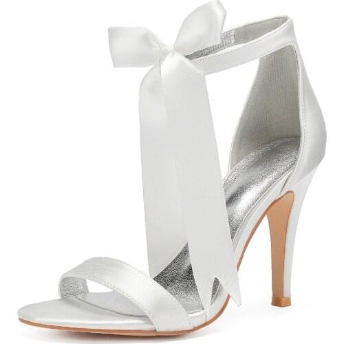 Fashion ribbon up lady high heel ankle sandals satin evening dress shoes party wedding nigh club ball show pumps bridal shoes