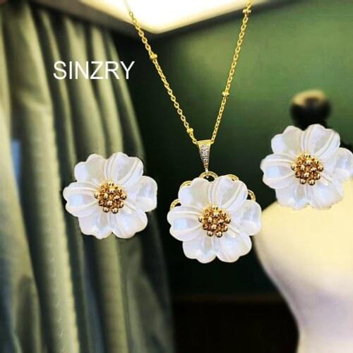 SINZRY creative handmade jewelry set natural pearl shell pendant choker necklace earring bracelet ring sets