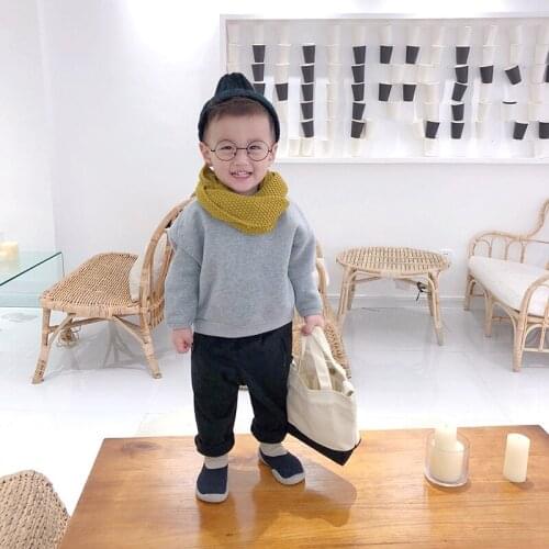 Boys' long-sleeved 2019 new autumn and winter Korean childrens long-sleeved baby plush long-sleeved shirt boy clothes fashion