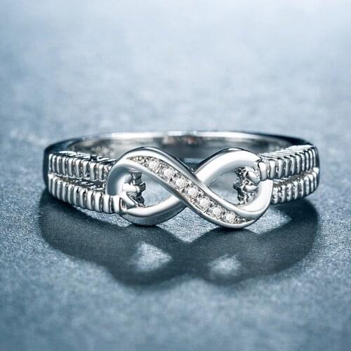USTAR Infinity finger wedding rings for women fashion jewelry Shiny Cubic Zircon silver color engagement rings female anel party