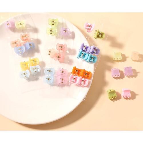 Candy Color Plastic Mini Hairpins 12Pcs/Set DIY Hair Styling Barrettes 1.5cm Small Crab Hair Clips Girl Fashion Hair Accessories