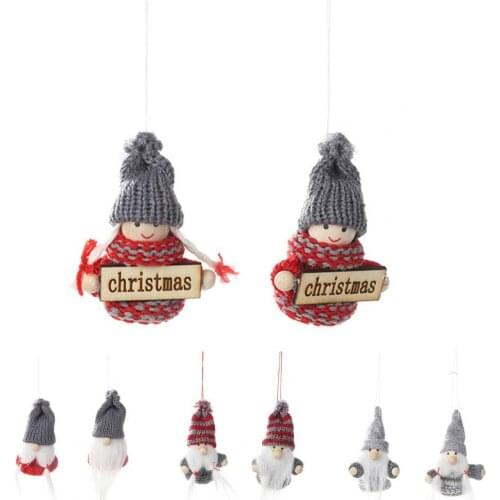 1 Pair Santa Claus Pendants Cute Lightweight Portable Knitted Plush Doll Christmas Toy Pendants for Home