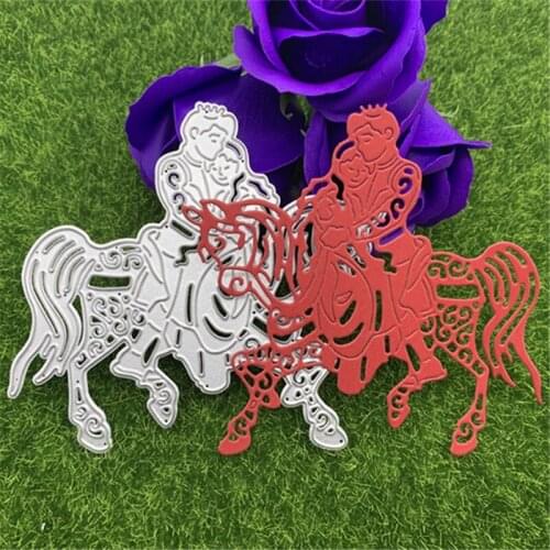 Prince and princess on horseback hand-embossed DIY album scrapbook greeting card decoration metal cutting mold