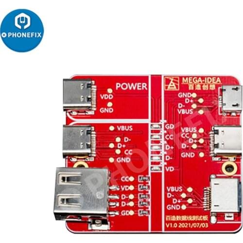 QianLi Mega-iDea USB Type-C Micro For Lightning Data Cable On-Off Detection Board Data Line Switching Diagnostic Test Board