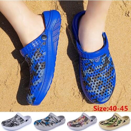 Newbeads Mens Sandals Summer Camouflage Air Cushion Hole Shoes Breathable Fashion Casual Slippers Garden Beach Shoes Comfort