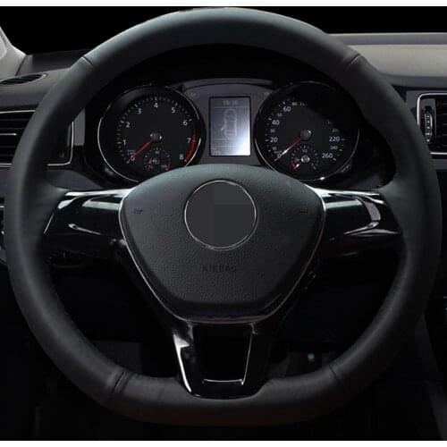 DIY Artificial Leather Black Car Steering Wheel Cover For Volkswagen VW Golf 7 Mk7 New Polo Passat B8 Tiguan Sharan Jetta