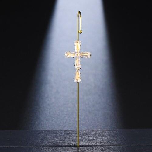 Bettyue Sacred Style Cross Shape Earring For Women Classical Jewelry Banquet Distinctive Decoration Two Colors Zirconia Gift