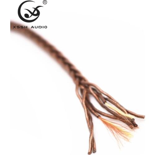 XSSH HIFI Audio Brown Black 8Core OFC Pure Copper Soft Silk Shield Aux 2.5mm 3.5mm 4.4mm Plug Headphone Earphone Wire Cord Cable