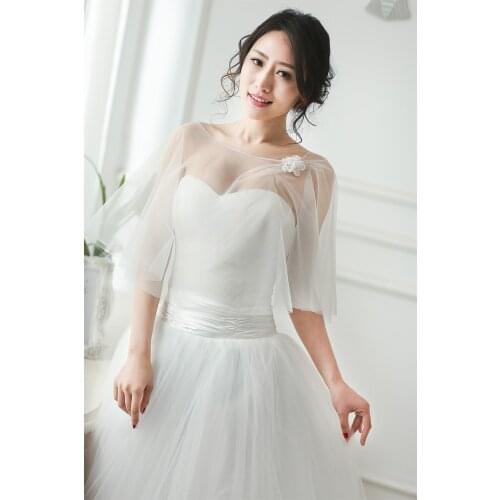 Tulle 3D Flowers Gauze Bridal Elegant Wedding Shawl wraps in BOLERO Bridal Wedding jacket
