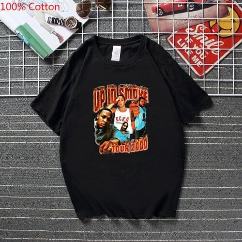 Vintage Rap T-shirt Up In Smoke Tour 2000 Dre Eminem Hip hop T shirt New Streetwear Camisetas Cotton Short Sleeve Tshirt men