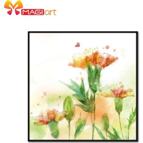 Cross stitch kits Embroidery needlework sets 11CT water soluble canvas patterns 14CT blooming flower-NCMF182