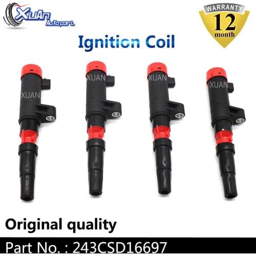 XUAN High Performance Ignition Coil Kit 243CSD16697 For Renault Clio Laguna Megane Scenic F4P F4R K4J K4M car accessories