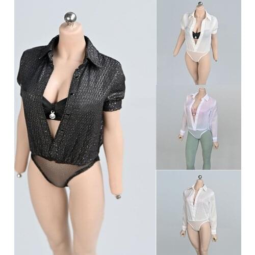 1/6 Scale Female Soldier Long/Short Sleeve Siamese White Vertical Strips Shirt Light And Translucent 12" Action Figure Body Mode